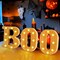 Halloween Decorations-3 LED Marquee Light Up Letters Wooden Boo Sign Halloween Letter Lights Wooden Decorations for Home Indoor Kitchen Fireplace Party Table Decor Supplies